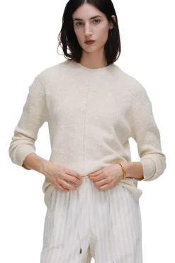 ATM AnthonyThomas Melillo ATM Cotton Blend Pintuck Detail Crew Neck Sweater in^ Sweaters