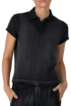 ATM AnthonyThomas Melillo ATM Pique Mixed Media Short Sleeve Top in^ Tops