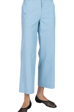 ATM AnthonyThomas Melillo ATM Superfine Twill Stripe Boyfriend Pants in Summer Sky - White^ Pants, Shorts, & Skirts