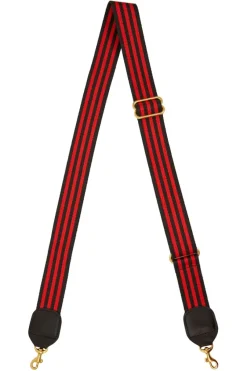 CLARE V. Adjustable Crossbody Strap in Black Red Mini Stripe^ Bags