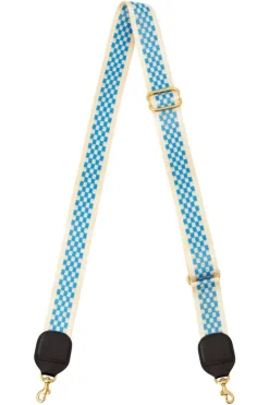 CLARE V. Adjustable Strap in Cobalt & Cream Webbing^ Bags