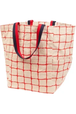 CLARE V. Giant Marine Tote in Natural w/ Bright Poppy Net Printed Canvas^ Bags