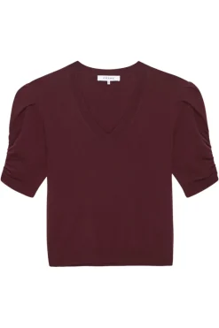Frame Denim Cashmere Gathered V-neck Sweater in^ Sweaters