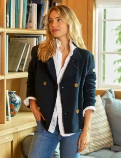 Frank & Eileen Cropped Sweatshirt Peacoat in British Navy^ Blazers & Outerwear
