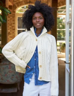 Frank & Eileen Mini Cotswolds Cropped Cable Knit Cardigan in^ Sweaters