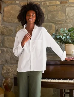 Frank & Eileen Oona Continuous Sleeve Button-Up Shirt in White^ Tops