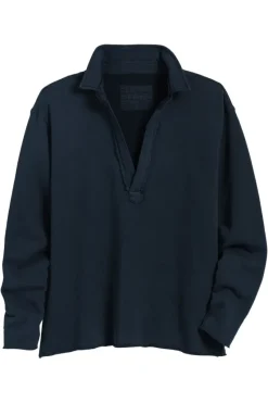 Frank & Eileen Patrick Popover Henley in British Navy^ Tops