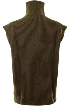 Kujten Frida Sleeveless Turtleneck Sweater in Kaki Chine^ Sweaters