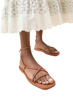 Loeffler Randall Noor Leather Flat Sandal in Timber^ Shoes