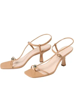 Loeffler Randall Triana Leather Mid-Heel Sandal in Dune^ Shoes