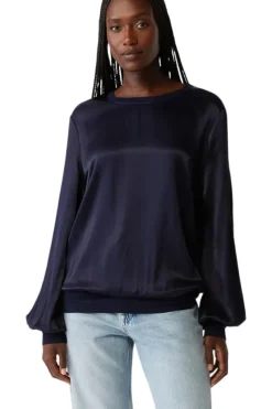 MICHAEL STARS Ariel Satin Sweatshirt in^ Tops