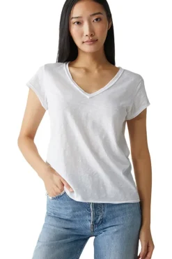 MICHAEL STARS Baxter V-neck Raw Edge Tee^ Tops