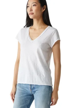 MICHAEL STARS Baxter V-neck Raw Edge Tee^ Tops