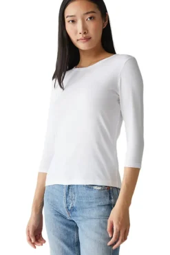 MICHAEL STARS Dakota 3/4 Sleeve Tee in White^ Tops