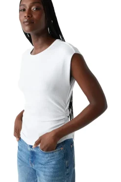 MICHAEL STARS Joni Power Shoulder Tee in White^ Tops