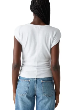 MICHAEL STARS Joni Power Shoulder Tee in White^ Tops