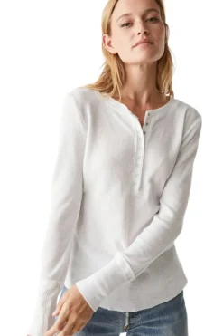 MICHAEL STARS Regan Henley Tee in White^ Tops