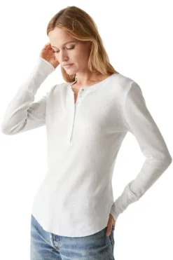 MICHAEL STARS Regan Henley Tee in White^ Tops