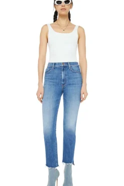 Mother Denim HIgh Waisted Rider Ankle Step Fray in^ Denim