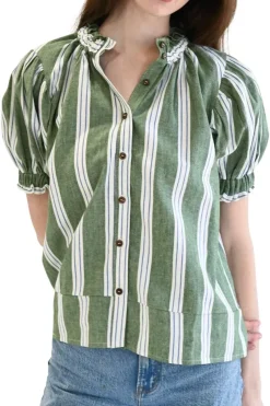 Never A Wallflower Elastic Collar Short Sleeve Top in^ Tops