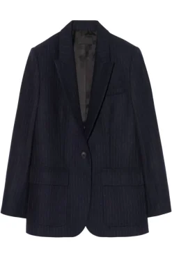NILI LOTAN Brittan Jacket in Midnight Pinstripes^ Blazers & Outerwear
