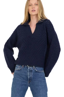 One Grey Day Malin Cashmere Polo Sweater in^ Sweaters