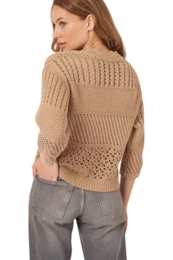 REPEAT Cashmere Ajour Cotton Sweater with Crochet Details in^ Sweaters