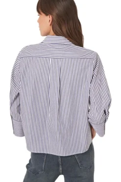 REPEAT Cashmere Cotton Blouse with Stripes in^ Tops