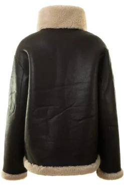 REPEAT Cashmere Faux Sherpa Leather Coat in Morro / Blush^ Blazers & Outerwear