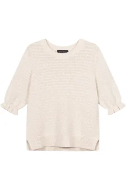 REPEAT Cashmere Short Sleeve Cotton Textured Knit Sweater in^ Sweaters