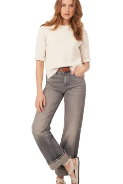 REPEAT Cashmere Short Sleeve Cotton Textured Knit Sweater in^ Sweaters
