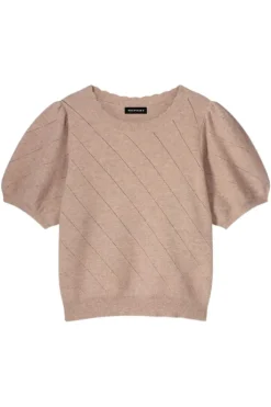 REPEAT Cashmere Short Sleeve Pointelle Cashmere Sweater in^ Sweaters