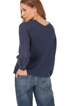 REPEAT Cashmere V-neck Pointelle Sweater in^ Sweaters