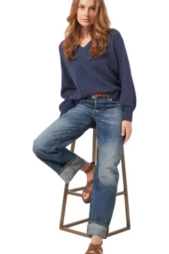 REPEAT Cashmere V-neck Pointelle Sweater in^ Sweaters