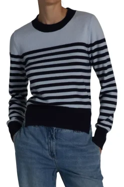 Saint Art Baret Striped Sweater in Skyway-Navy Stripe^ Sweaters