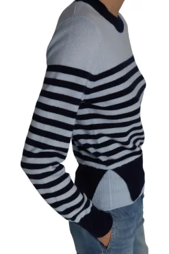 Saint Art Baret Striped Sweater in Skyway-Navy Stripe^ Sweaters