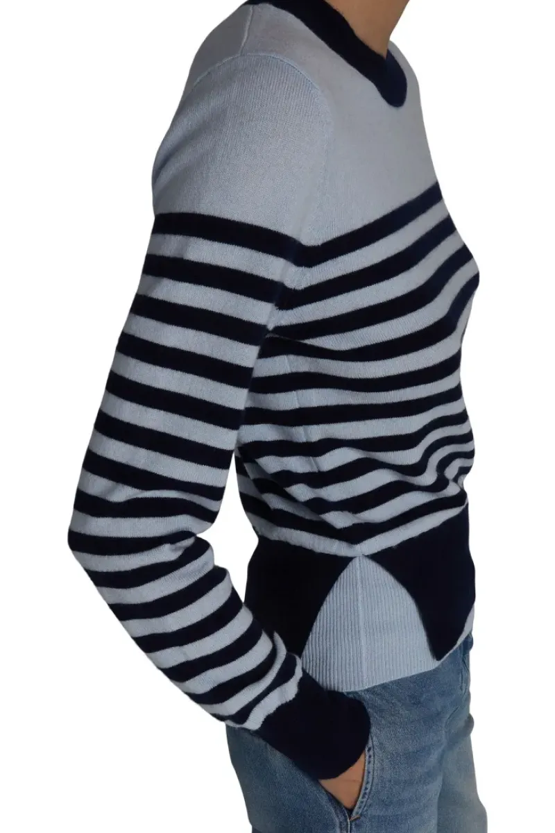 Saint Art Baret Striped Sweater in Skyway-Navy Stripe^ Sweaters