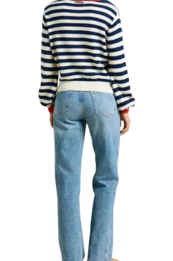 Trovata Birds of Paradis Ryann Sweater in Navy Stripe with Red^ Sweaters