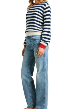 Trovata Birds of Paradis Ryann Sweater in Navy Stripe with Red^ Sweaters