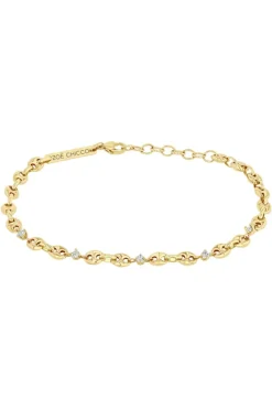 ZOE CHICCO 5 Prong Diamond Small Puffed Mariner Chain Bracelet in 14k^ Bracelets