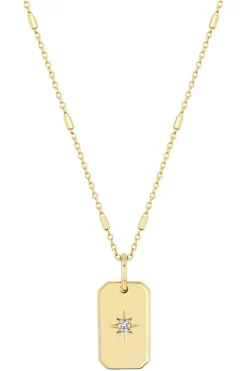 ZOE CHICCO Diamond Small Square Edge Dog Tag Necklace in^ Necklaces