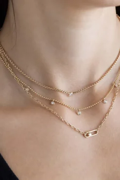 ZOE CHICCO 14k Nested Diamond Large Paperclip Link Square Oval Chain Necklace in^ Necklaces