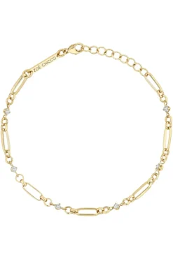 ZOE CHICCO Linked Prong Diamond & Medium Paperclip Rolo Chain Bracelet in 14k^ Bracelets