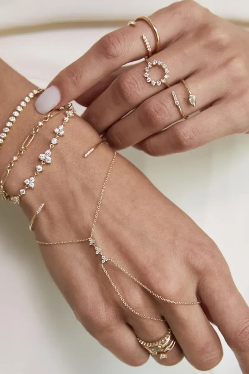 ZOE CHICCO Linked Prong Diamond & Medium Paperclip Rolo Chain Bracelet in 14k^ Bracelets