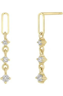 ZOE CHICCO Paperclip Link & 3 Graduated Diamond Drop Earrings in 14k^ Earrings
